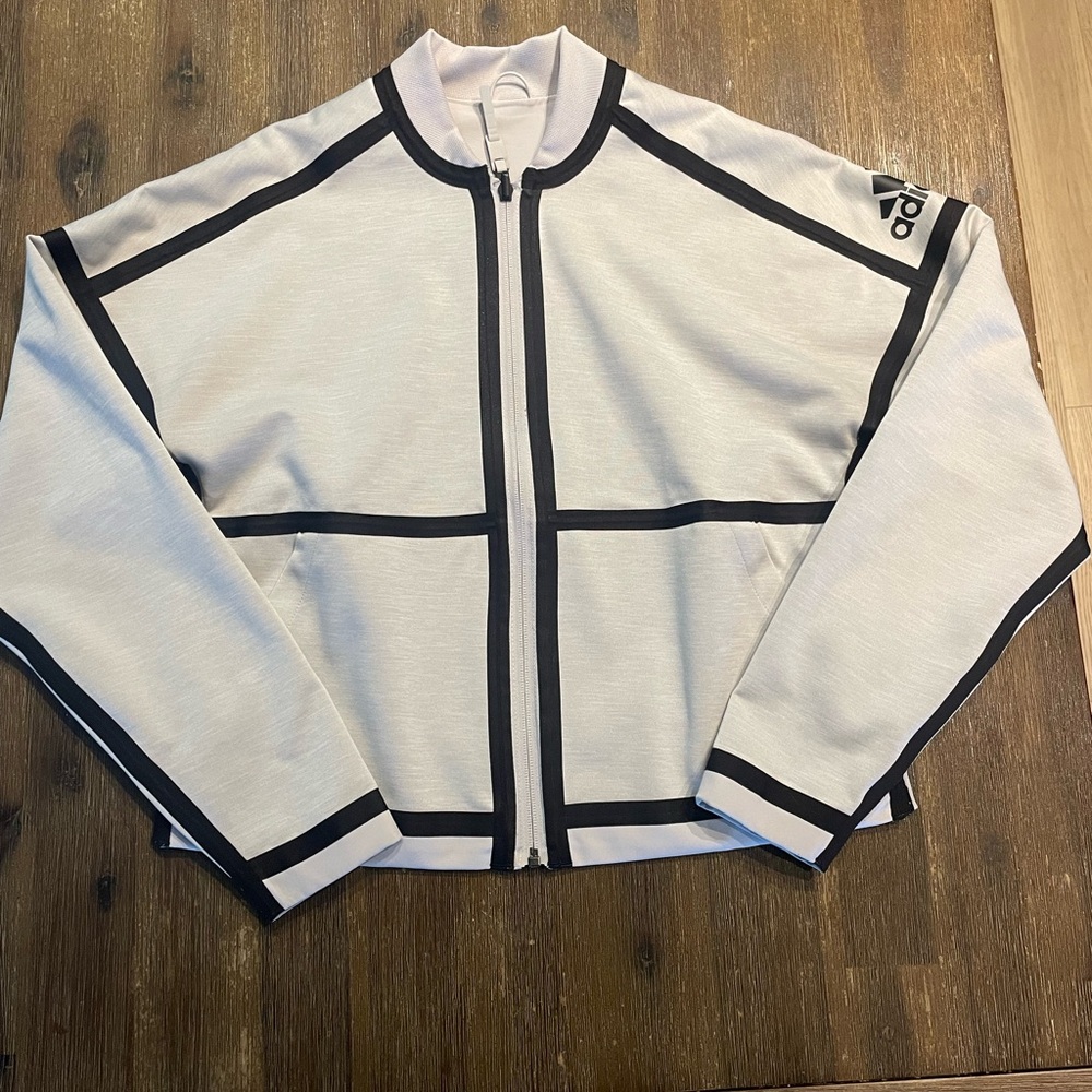 Adidas White and Black Panel Jacket